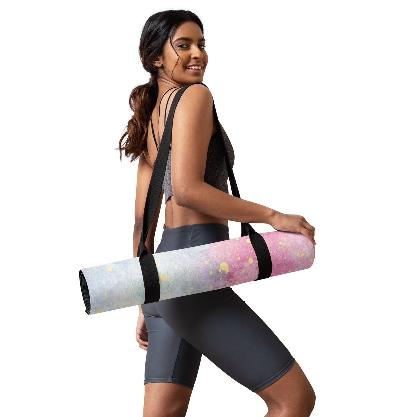 Pink & Green Water Color Yoga mat