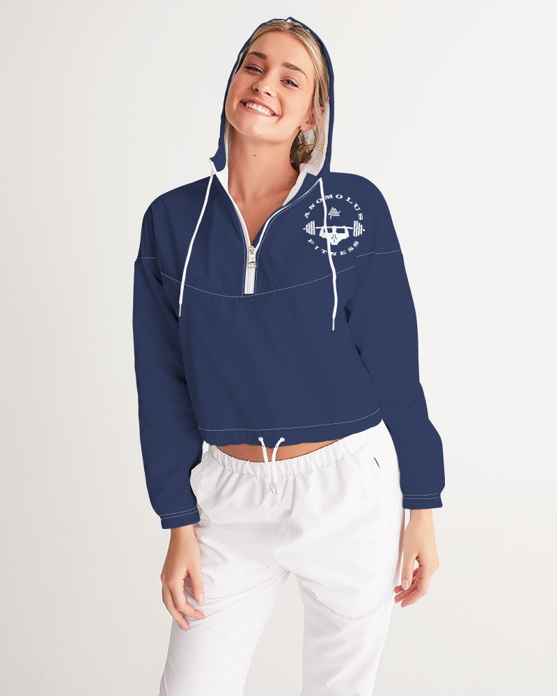 Rebirth Dark Blue Women's Cropped Windbreaker